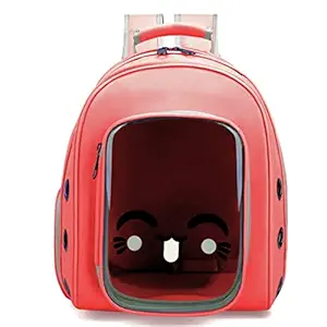 Dog Trust Creative Transparent Pet Backpack Carrier Breathable Capsule Traveler for Cats and Small Dogs.(Red)