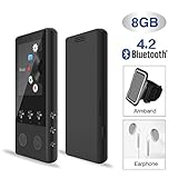 Memory Memoria interna de 8GB y externa de 128GB】 Admite almacenar por lo menos 5,000 canciones y libros con memoria interna de 8GB incorporada, admite tarjetas Micro TF de hasta 128GB (NO INCLUYE). Capacidad de batería ultra grande de 500 mAh, tiempo de reproducción de música de hasta 40 horas con 2 horas de carga completa. Gran regalo para hombres, mujeres y niños.