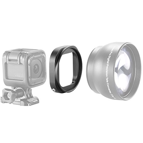 Neewer® - Anillo Adaptador de Filtro de Lente de 52 mm de aleación de Aluminio para GoPro Hero 4 Session con un Destornillador Hexagonal y una Correa -- Color Negro