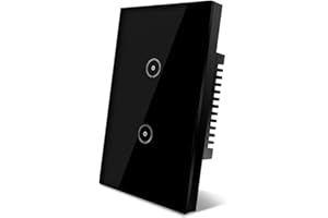 UseeLink Interruttore della luce Intelligente WiFi, Controllo Vocale Funziona con Alexa e Google Home, Timer e Condivisione Dispositivo, È necessario il filo di neutro, nero 2 way