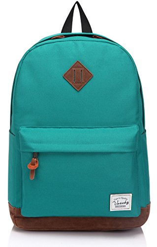 Vaschy Jungs Schulrucksack Leichte Rucks  cke Rucksack Herren Wasserabweisende Rucks  cke Reiserucks  cke Passt 14-Zoll Laptop  See Gr  n 