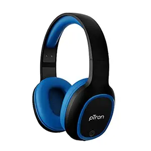 pTron Studio Over-Ear Bluetooth 5.0 Wireless Headphones, Hi-Fi Sound with Deep Bass, 12Hrs Playback, Ergonomic & Lightweight Wireless Headset, Soft Cushions Earpads, Aux Port & Mic - (Blue)