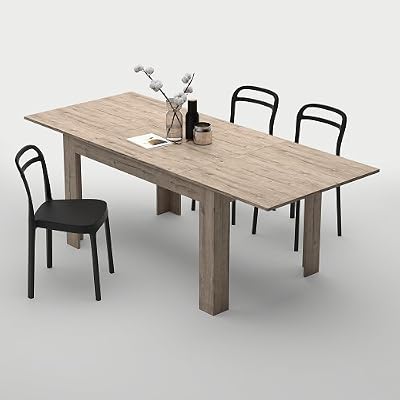 Mobilifiver Table extensible Cuisine, Easy, Chêne naturel, 140 x 90 x 77 cm, Mélaminé, Made in Italy