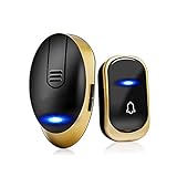 Trousse de sonnette sans fil étanche pour sonnette sans fil pouvant fonctionner jusqu'à 500 mètres de niveau de mélodie 3 de 36 mélodies ou muet (Color : Black A)