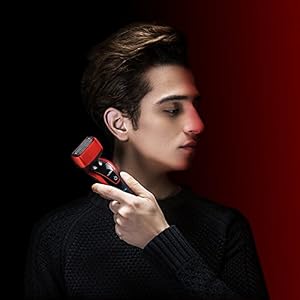 Kemei 4D Waterproof Electric Razor Reciprocating Double Head Rechargeable Intelligent Shaver Face Care Tools km-5887 Red… - Image 7