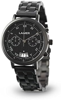 chronograph wood watch LUCIO โ mens wristwatch made of Ebony wood and stainless steel case - comfort & lifestyle
