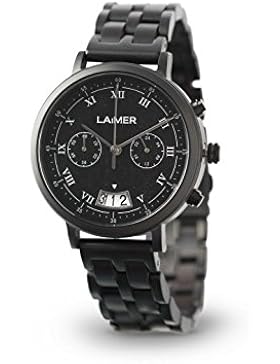 LAiMER Chronograph Holzuhr LUCIO - Herren Armbanduhr aus 100% Ebenholz mit Edelstahlgehäuse für einzigartigen...