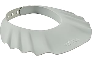 BÉABA, Visera de baño, Gorro de baño, Tamaño de la cabeza ajustable, 5 posiciones, Protección para ojos y oídos, Silicona suave y flexible, Gris Verde