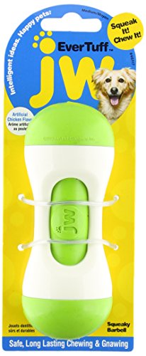 Doskocil JW pour Animal Domestique 46117 Evertuff Barbell couineur Jouets pour Animaux domestiques, Medium, Couleurs Assorties (Blanc avec Orange ou Bleu)