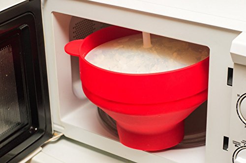 MUZIYU Mikrowellen Popcorn Popper, Silikon Popcorn Schüssel mit Deckel, faltbare Silikon Schüssel – Leicht zu handhaben - 5