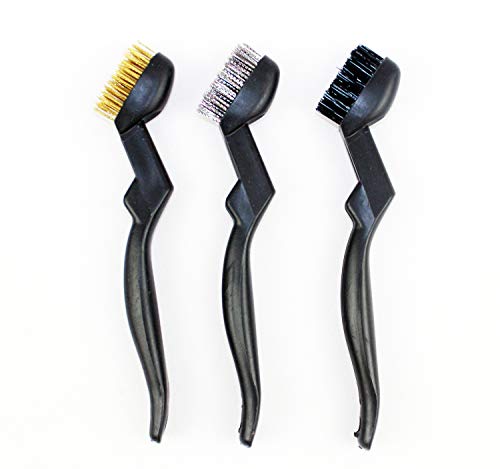 3 Cepillos de Alambre Manual Latón Acero Nylon para Limpieza de Escoria y Óxido de Soldaduras