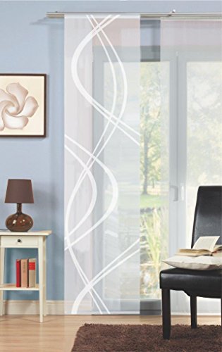 Home Fashion 88662 | 3er-Set Schiebegardinen TIBERIO | Scherli blickdicht & transparent | wollweiß | 245×60 cm (Joanna) - 2