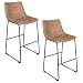 Produktbild HENGMEI 2er-Set Barhocker mit lehne Vintage Braun - Bequemer Tresenhocker Lounge Hocker Lederähnliche Stoffe Barstuhl Küchenstuhl Esszimmerstühle mit Eisengestel (Braun)