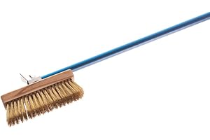 Gi.Metal Spazzola con Raschietto posteriore per la Pulizia del Forno Pizza (Lunghezza 160 cm) Setole in Ottone, Testa orientabile - Linea Azzurra Mod. AC-SP