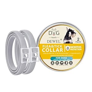 DEWEL Collar Antiparasitario, 2pcs Collar Antiparasitario Perros Impermeable Tamaño Ajustable de 63cm para Contrar los Pulgas, Garrapatas y Mosquitos