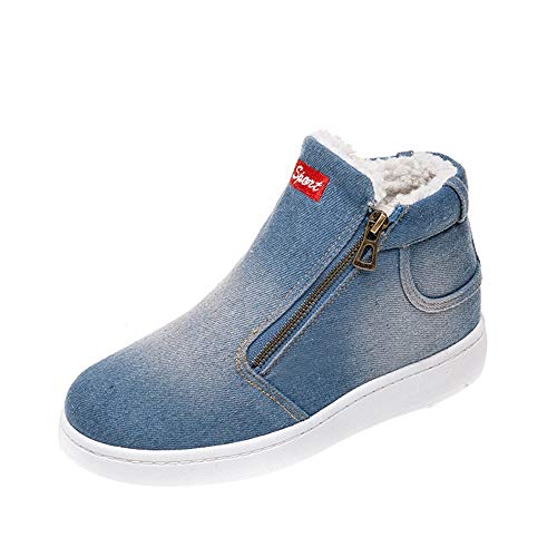 Preisvergleich Produktbild JUSTSELL_Schuhe Damen Herbst,Frauen Cowboy Leinwand Sneaker Reißverschluss Sportschuhe Schnallen Warm Gefüttert Baumwollschuhe SKunstlederer Warm Schuhe für Winter