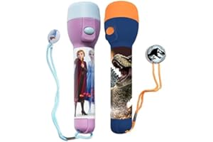 SRV HUB Lot de 2 grandes lampes de poche LED pour enfants de 3 ans et plus - Super lumineuses pour cadeaux de Noël et d'anniversaire- de 3 ans et plus - 16 cm (dinosaure et gelé)