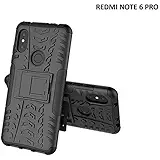 ABHIABHII Defender OG Hard Armor Hybrid Rubber Bumper Flip Stand Rugged Shock Proof Back Case for Xiaomi Mi Redmi Note 6 Pro (Jet Black)