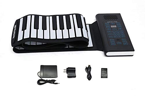 Preisvergleich Produktbild LuckyAnn Roll Up Piano, Premium-Silikon, verdickte Tasten und verbesserte integrierte Verstärkerlautsprecher - Pädagogisches Klavier (A61-61-Tasten, Schwarz)
