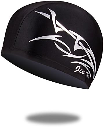 NAUY- Cloth Swim Cap Men And Women Black Cloth Swimming Cap High Elasticity Comfortable Swimming Hat Breathable Head Naples ( Color : #4 )