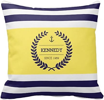 koienOU - Personalized Nautical Family Emblem Stripe Pattern - Customize Pillow Cover 18" x 18"
