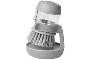 OZNEWLIFE Brosse à Vaisselle avec Distributeur de Liquide Vaisselle Rechargeable et Support de Rangement, Gris