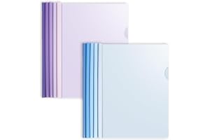 VODAFQS 10 Pezzi A4 Copertine Per Rilegatura, Cartella Di File Con Barra Scorrevole, Plastica Documento Copertine Rilegatura Cartella Di File, A4 Copertina Per Report Con Clip, Viola e Blu