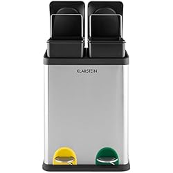 KLARSTEIN Ökosystem - Poubelle de Cuisine à pédale en Acier INOX avec 2 Compartiments de 18L pour Le tri selectif