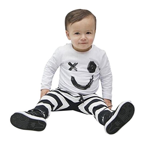 For 0-3 years old boys,Clode® 1Set Infant Toddler Boy Girl Smile Printed T-shirt Tops+Pants Outfits Long Sleeve Clothes (100cm:for 3years old)