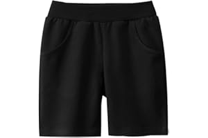 imKutie Toddler Boys Shorts Kids Cotton Elastic Waist Joggers Trousers Casual School Shorts Solid Sports Bottoms with Pockets for 1-9 Years