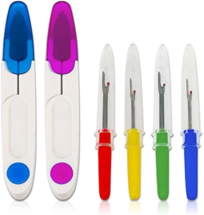 Jazzka Sewing Seam Ripper &amp; Thread Scissors 6 in 1 Kit Cutter Snips Tailors Stitch Unpicker for Craft Cross-stitch Embroidery Color Random