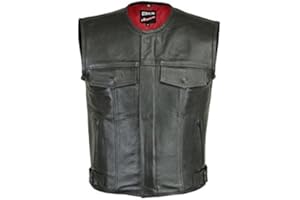 RKsports MENS MOTORCYCLE BIKER WAISTCOAT FULL LEATHER BLACK GILLET VEST CUT ZIPPER POCKET