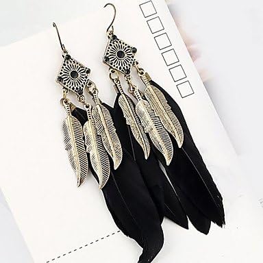 XZX Jewellery Belly Dance Jewelry Women's Performance Metal Feather 2 Pieces Earrings , black