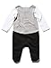 M&Co Newborn Baby Long Sleeve Mock Waistcoat And Bow Tie Smart Cotton Party Tuxedo Bodysuit Grey 0/3 Mnths