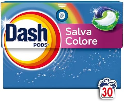 Dash Pods Detersivo In Capsule, 30 Lavaggi, Salva Colore, Rimuove Le Macchie, Igienizza, Brillantezza Per I Capi