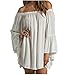 ZANZEA Women's Sexy Summer Casual Chiffon Long Sleeve Off Shoulder Beach Mini Top Dress White L