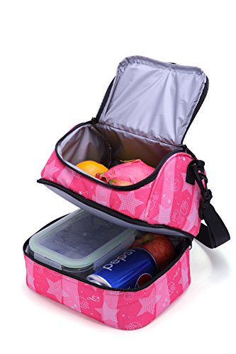 MIER Isoliertasche Lunchtasche Kühltsche Thermotasche Tragetasche für Mädchen und Frauen, pinke Blume - 5