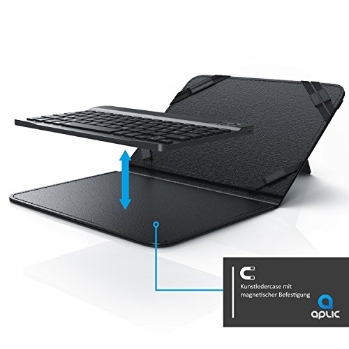 CSL – Bluetooth Slim Tastatur für Tablets 9-10“ für Apple iPad 1 / 2 / 3 / 4 uvm. ) inkl. Kunstledercase / Wireless Keyboard im Slim Design | QWERTZ (Deutsch) | FN-Funktionstasten | Multicolor LEDs (blau, rot, grün) | für Tablets 9-10“ (22,86-25,4cm) - 3