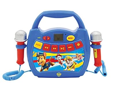 Lexibook- Pat'Patrouille, Chase & Marcus, Mon Premier Lecteur Musical karaoké avec micros, sans Fil, Fonctions Enregistrement et Changement de Voix, pour Enfant, Bleu/Rouge, MP300PAZ