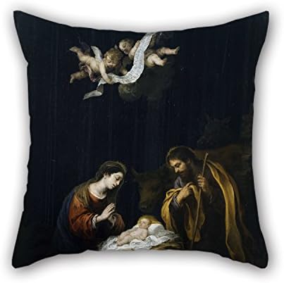 TEEA 18 X 18 Inches / 45 By 45 Cm Oil Painting BartolomÃ Esteban Murillo - The Nativity Throw Cushion Covers,two Sides Is Fit For Indoor,floor,lover,teens Boys,wife,kids Girls