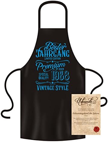 Soreso Design 50 Birthday Gift:-: Apron Vintage 1968 Birthday Gifts Men Women And Certificate Birthday Kid Color Black
