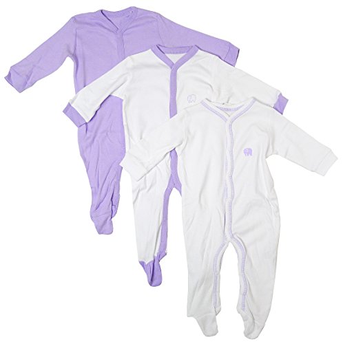 Baby Value 3 Pack Cotton Sleepsuits Babygro Romper sizes Tiny Baby to 18 Months