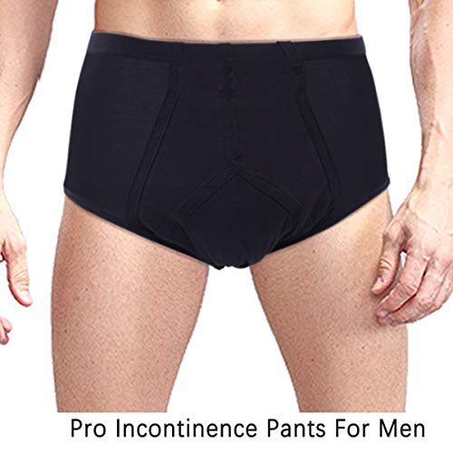 Ropa interior de incontinencia lavable y reutilizable con almohadilla para hombres adultos (negro)