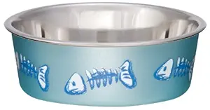 Loving Pets Fish Bella Bowl for Cat, X-Small, 1/2-Pint, Metallic Ocean Blue