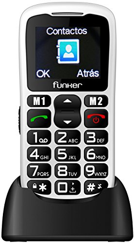 Teléfono Móvil Funker C50 Easy Blanco para Personas Mayores con botón SOS y Base cargadora