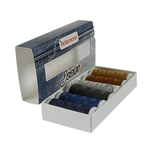 ACKERMANN® Jeans Nähgarnset Farben Mix, Jeansgarn 4x Stärke 30 zu je 70m & 2x Stärke 80 zu je 150m - 4