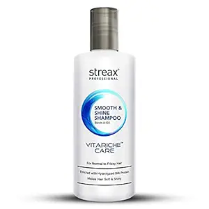 Streax Professional Vitariche Care Smooth & Shine Shampoo for Men & Women | Enriched with Biovit-A-OX & Silk Proteins | For Normal to Dry & Frizzy Hair | Makes Hair Soft & Shiny | 300ml