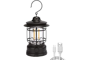 ERWOULLT Portable Waterproof Camping Lights Lamp,Camping Lantern Rechargeable - 2 Light Modes Super Bright Portable Survival Lanterns, Tent Light 5~8 Hrs Battery Life for Camping, Emergency. (Black)