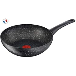 Tefal C6341902 Authentic Poêle Wok 28 cm Noir Moucheté Tous Feux Dont Induction, Aluminium