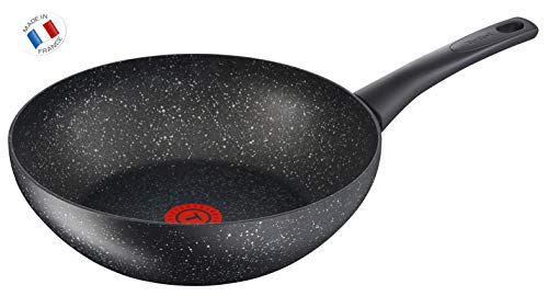 Tefal C6341902 Authentic Poêle Wok 28 cm Noir Moucheté Tous Feux Dont Induction, Aluminium